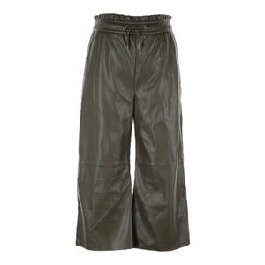 SUNCOO Faux Leather Olive Green Culottes Wide Leg small